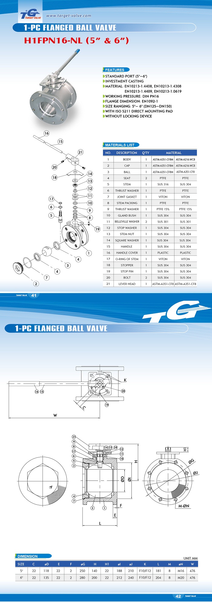 1-PC Flanged Ball Valve